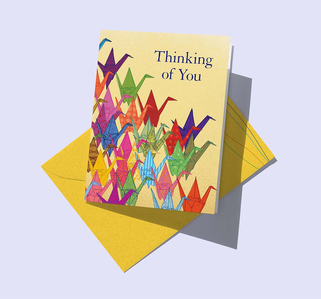 Japanese paper cranes in a flock